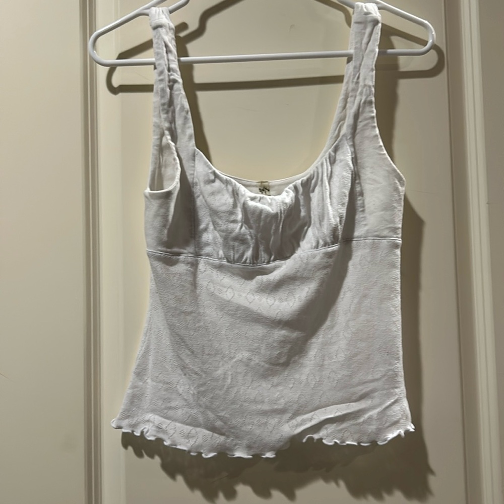 Free People Intimately Tank Top ruched hem detail lovely diamond pattern size S